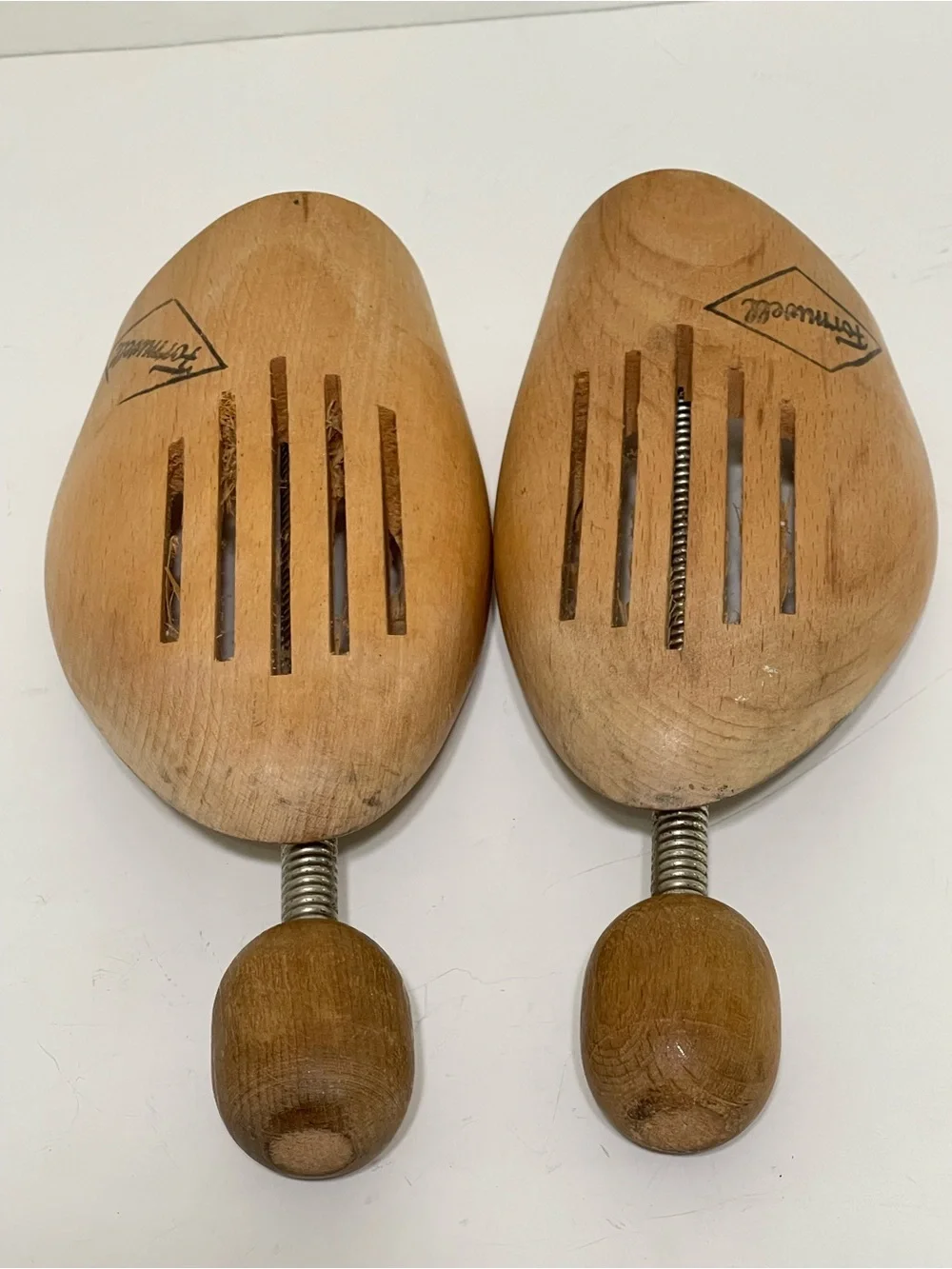 Vintage Formwell Natural Wood Adjustable Shoe Trees Foldable W Germany Small 10